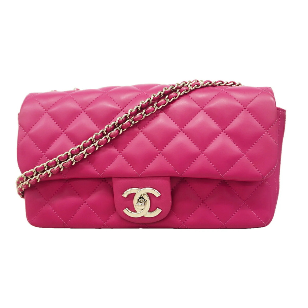 Chanel Matelassé Shoulder Bag, Double Chain, Lambskin, Pink, Women's